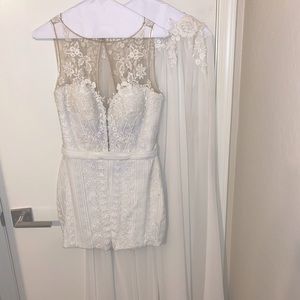 lillian west white/ivory romper wedding dress